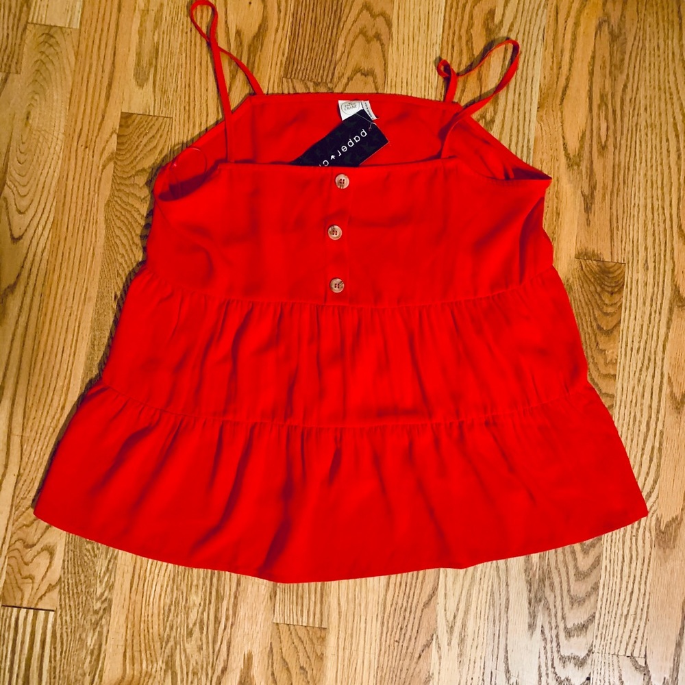 Red Flowy Paper Crane Tank
